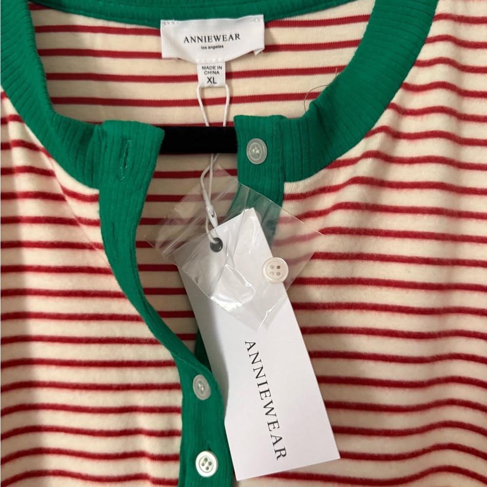 Striped Red and Cream Women's Top - Picture 3 of 7